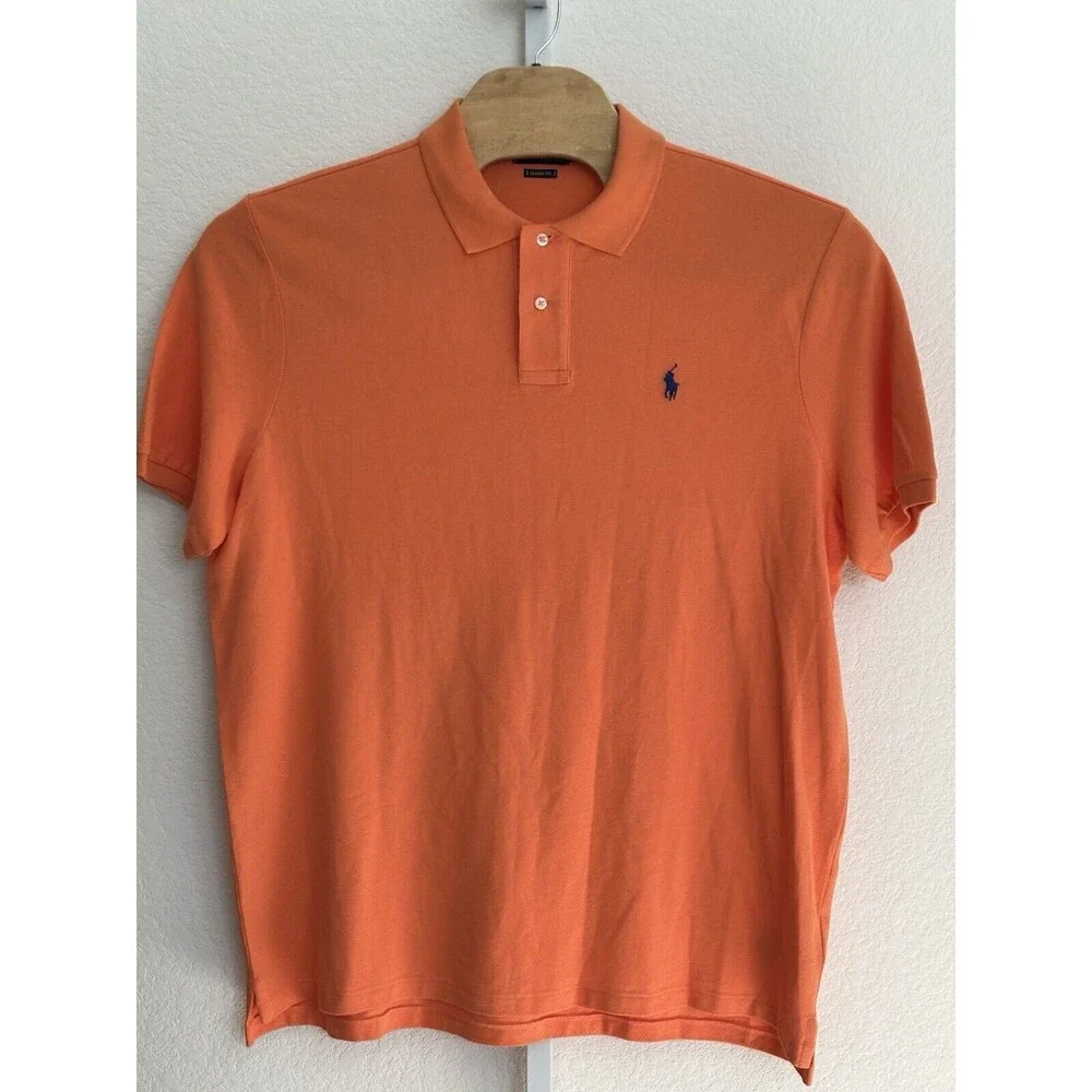 Polo Ralph Lauren Orange Short Sleeve‎ Classic Fit Polo Shirt Men's XL TG